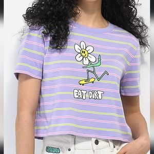 A-Lab Quinnie Purple Striped Cropped Tee Size Medium